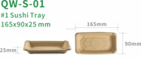 Ensemble de vaisselle jetable écologique en bagasse de canne à sucre comprenant un récipient pour aliments en pulpe et des assiettes à déjeuner pour plateaux à sushi