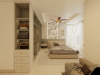 Armoire de chambre moderne classique en bois écologique avec système de refroidissement, taille personnalisable et grand espace de rangement pour ensemble de chambre