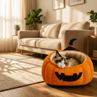 Lit pour animaux de compagnie en forme de citrouille de Noël, chaud, toutes saisons, en tissu épais, motif citrouille, pour la maison, la voiture, les petits animaux