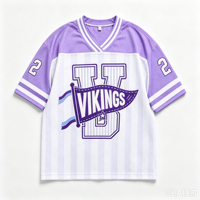 Maillot de football surdimensionné en maille pour femme, t-shirt streetwear vintage à col en V, imprimé graphique rayé, manches courtes