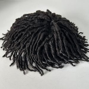 Prothèse capillaire complète en dentelle pour hommes, cheveux humains brésiliens, tresses courtes au crochet, dreadlocks, <span class=keywords><strong>afro</strong></span> 8x10 - Product Image 4