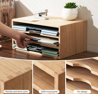 Organisateur de bureau moderne multifonctionnel en bois massif naturel écologique à trois niveaux, finition lisse, directement de l'usine, pour la maison et le bureau