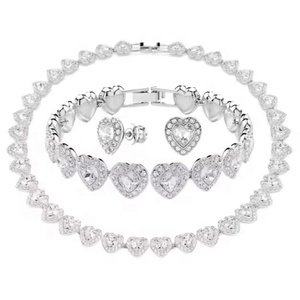 Conjunto de Joyería <span class=keywords><strong>Ariana</strong></span> Grande con Cristales Brillantes en Forma de Corazón, Diseño de Marca Famosa de Moda, Gran Venta - Product Image 4