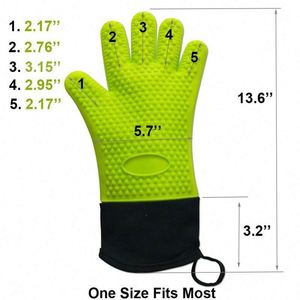 Long Food Grade <b>Silicone</b> Oven Mitts Durable Heat and Slip Resistant BBQ Grill Glove - Product Image 2