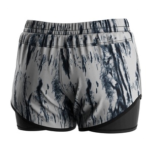 Shorts de sport 2-en-1 à taille haute pour femme, séchage rapide, motif à carreaux, pour le yoga et la gym - Product Image 2