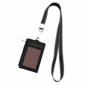 Custom PU Leather Multi-Slot Flip Cover Card Case Foldable Work ID Card Holders & Badge Reels with <b>Polyester</b> <b>Lanyards</b> - Product Image 3