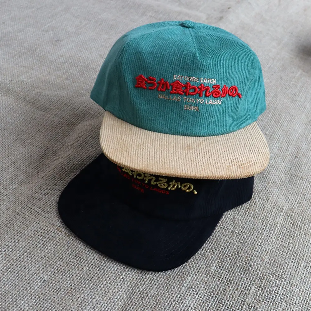 Topi Snapback kustom topi bisbol pinggiran datar korduroi katun Logo DIY topi olahraga luar ruangan untuk pria