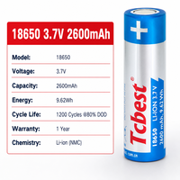 Batterie cylindrique rechargeable Li-Ion ICR 18650 2600mAh 3.7V, 1200 cycles, qualité A, fournisseur pour enceintes portables et batteries externes