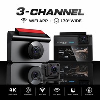 Caméra embarquée triple objectif IPS 1080P avec contrôle WiFi via application, GPS, écran 3 pouces, batterie 150 mAh, chargement USB 2.0, enregistrement en boucle H264
