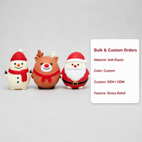 Ensemble de jouets squishy de Noël : Bonhomme de neige, renne, Père Noël – Mousse souple à rebond lent – Trio festif décoratif pour bureau