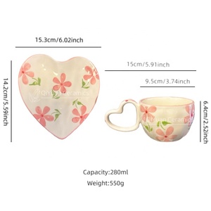 New Products 2025 Creamy <strong>White</strong> Ceramic Coffee <strong>Tea</strong> Cups Handmade Heart Shape Coffee <strong>Set</strong> Bow Porcelain Mugs and Saucer - Product Image 6