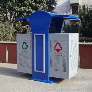 Contenedor de Basura de Acero para Exteriores, Lámina Galvanizada, 80x40x970mm, Contenedor de Reciclaje y Clasificación de Residuos - Product Image 4