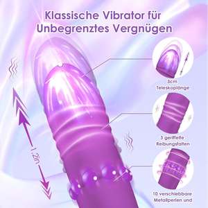 Neuer Verbesserter Lila Silikon Klitoris G-Punkt 2-in-1 Dildo Vibrator mit 10 Modi USB Aufladbar 100% Wasserdicht Erwachsenen-Sexspielzeug - Product Image 2