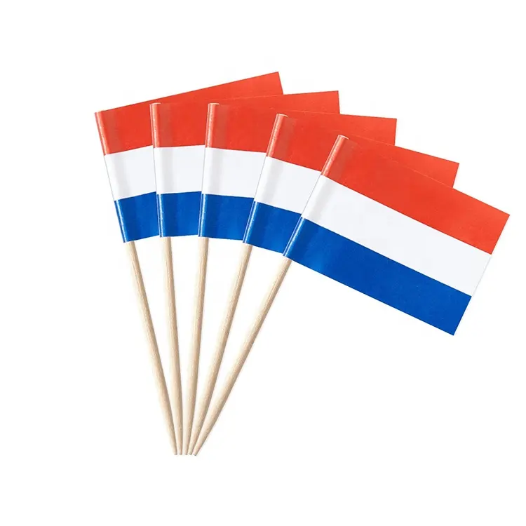 Goedkope Prijs Custom Papier Vlag Kleine Mini Cupcake Toppers Nederland Tandenstoker Vlaggen