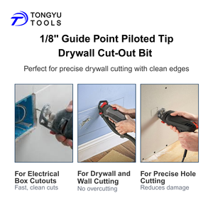 1/8 "vách thạch cao cut-out bit với hướng dẫn điểm thí điểm Tip, phù hợp với <span class=keywords><strong>ROTARY</strong></span> cutout công cụ, HSS Router bit cho thạch cao Board Hướng dẫn cắt - Product Image 2