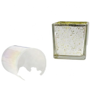 Luxury Custom Transparent Colorful Wide Mouth <b>Tealight</b> Glass Candle Jar Iridescent Candle Container - Product Image 5