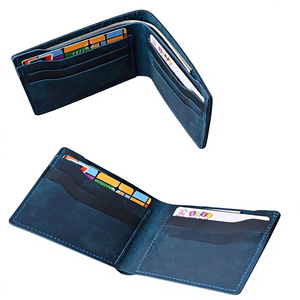 Cartera de Cuero Genuino Crazy Horse para Hombre, Cartera Corta Bifold con Tarjetero, Monedero Vintage para Uso Diario - Product Image 4