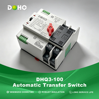 Interrupteur de transfert automatique DOHO DHQ3-100 63A 4P Classe PC ATS 400V Triphasé Commutation rapide 70ms Auto-récupération Capacité de coupure 6kA