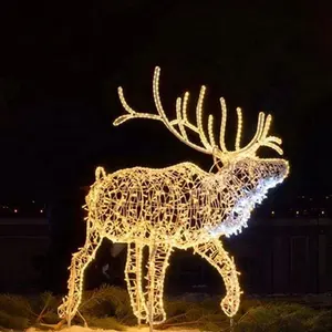 Outdoor Street Mall Led Christmas Decorative Reindeer Animal Sculpture Motif Lights
