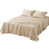 Parure de lit quatre pièces en fibre 100 % polyester tissée, directement de l'usine, pour maison d'hôtes, transfrontalière, toucher soyeux et rafraîchissant pour l'été, couleur unie