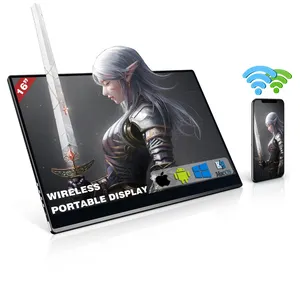 WiFi5Gワイヤレスディスプレイ内蔵バッテリー駆動10ポイントタッチスクリーン16インチポータブル1080pゲームモニター