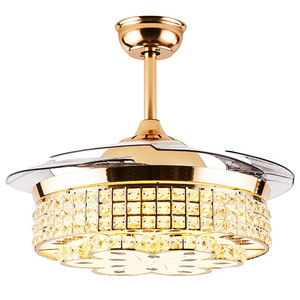 Ventilateur de plafond intérieur de style américain moderne, en cristal, faible consommation d'énergie, DC 4, 3 pales, lumière LED 3 couleurs, variateur d'intensité, télécommande - Product Image 6
