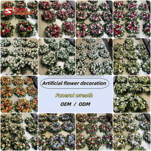 พวงหรีดดอกไฮเดรนเยีย กุหลาบผ้าไหม และดอกลิลลี่ สำหรับตกแต่งโลงศพในสุสาน เป็นมิตรกับสิ่งแวดล้อม เหมาะสำหรับตกแต่งหลุมศพ - Product Image 6