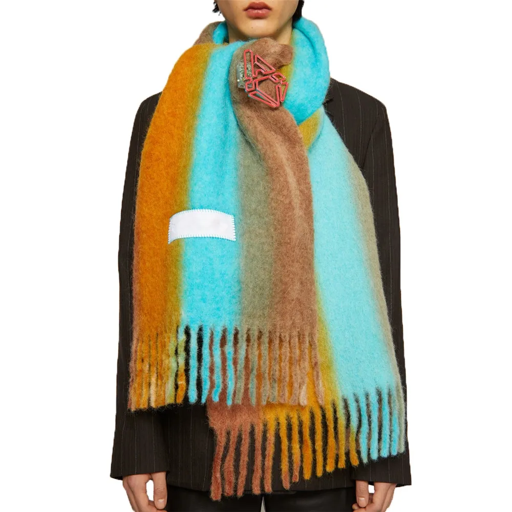Brand new shawl scarves pashmina decoration stylish vintage bufanda woven ring yarn cashmere tie-dyed wraps shawls stripe scarf
