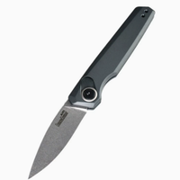Couteau pliant Stonewashed en acier inoxydable avec manche en aluminium anodisé pour le camping, la survie et l'EDC