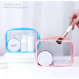 Étui cosmétique transparent en PVC avec logo personnalisé, fermeture éclair, petite trousse de maquillage portable pour voyage, trousse de toilette à motif personnalisé - Product Image 3