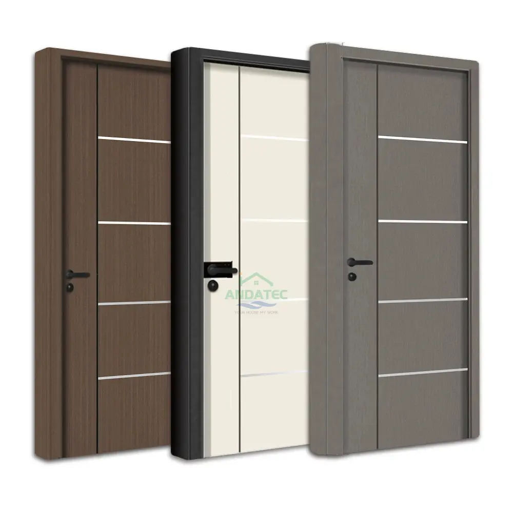 ADVANCE warna abu-abu Flush MDF/dengan tali logam Interior Hotel/pintu kantor pintu kayu padat