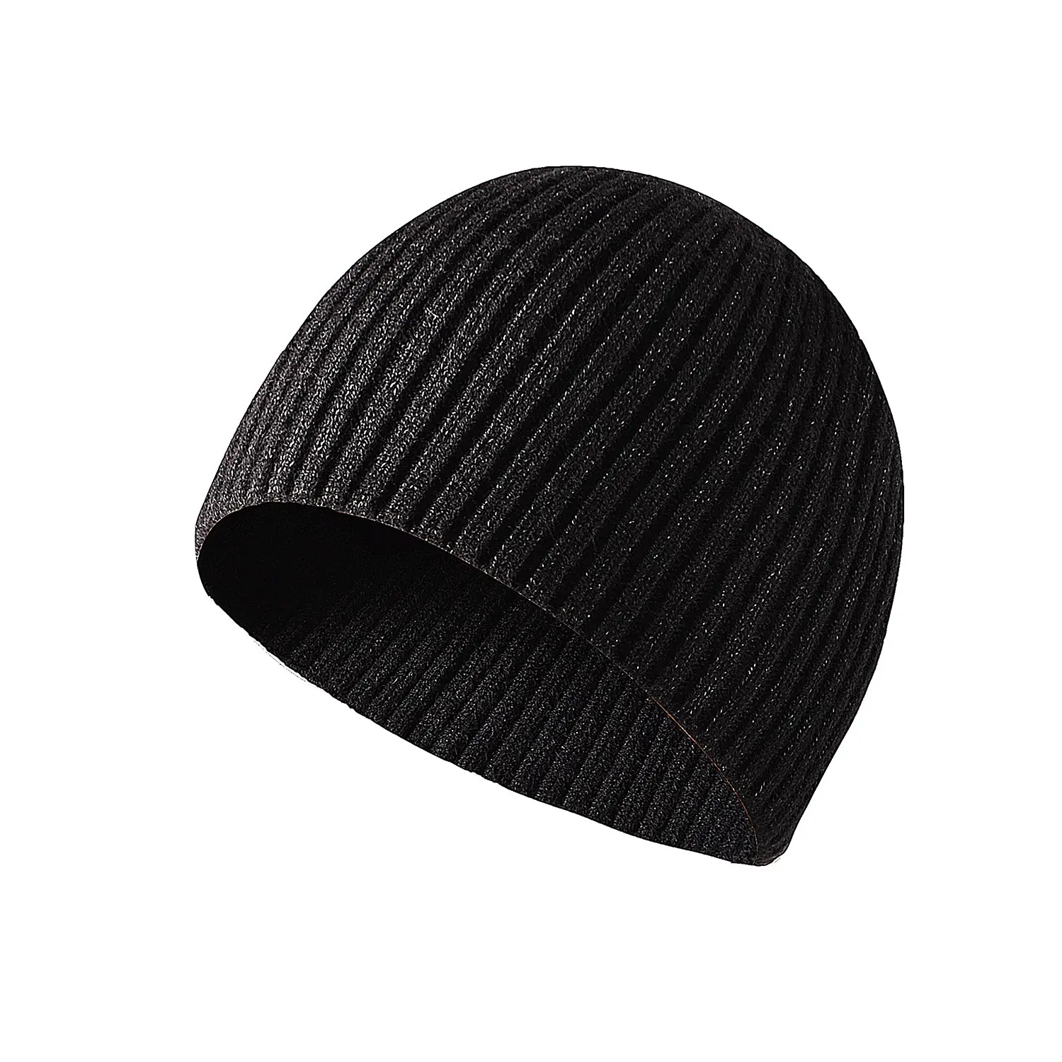 Atacado Unisex Inverno Chapéus Com nervuras Cuffed Acrílico Cor Inverno Quente Gorros De Lã De Pescador Gorros Knit Short Watch Cap