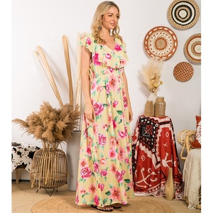 <span class=keywords><strong>Robe</strong></span> <span class=keywords><strong>longue</strong></span> grande taille à imprimé floral pour <span class=keywords><strong>femme</strong></span>, prête à être expédiée, fournie par l'usine - Product Image 1
