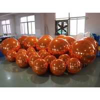 Boule à miroir gonflable orange sphère métallique ballons plafond disco boule à miroir chromée orange pour décoration de scène