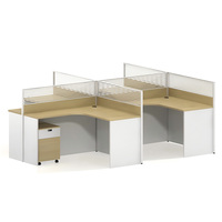 Poste de travail de bureau incurvé avec cloison, bureau informatique moderne en bois, table de direction pour employés, ensemble de mobilier de bureau