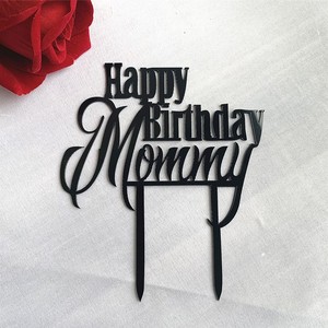 Vendita diretta dalla fabbrica MOYI di nuove decorazioni per torte in stile Ins, topper in acrilico per torta con scritta Happy Birthday per mamma e papà. - Product Image 4