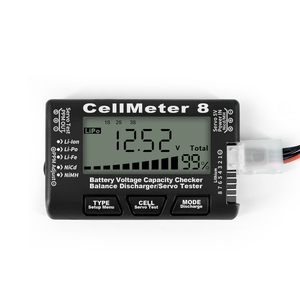 Testeur de capacité de batterie numérique CellMeter 8 pour batteries LiPo/Li-lon/NiMH (avec fonction d'équilibrage) (en métal) - Product Image 1