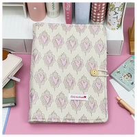 Carnet à feuilles mobiles A5 en tissu, fait main, imprimé dessin animé, en forme de cœur rose, pour filles, étudiantes, prise de notes, intérieur détachable
