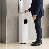 Poubelle commerciale carrée en acier inoxydable pour hôtel, bâtiment de bureaux, cendrier public, poubelle sur pied