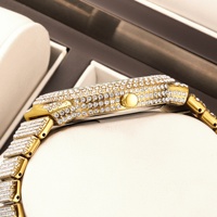 Montre à quartz unisexe de luxe avec boîtier en alliage diamanté, cadran à aiguilles tendance, étanche 10M, coffret cadeau