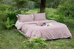 Housse de couette d'hôtel de luxe sur mesure en gros, 100% coton prélavé, couleur prune mat, aspect lin d'hôtel - Product Image 5