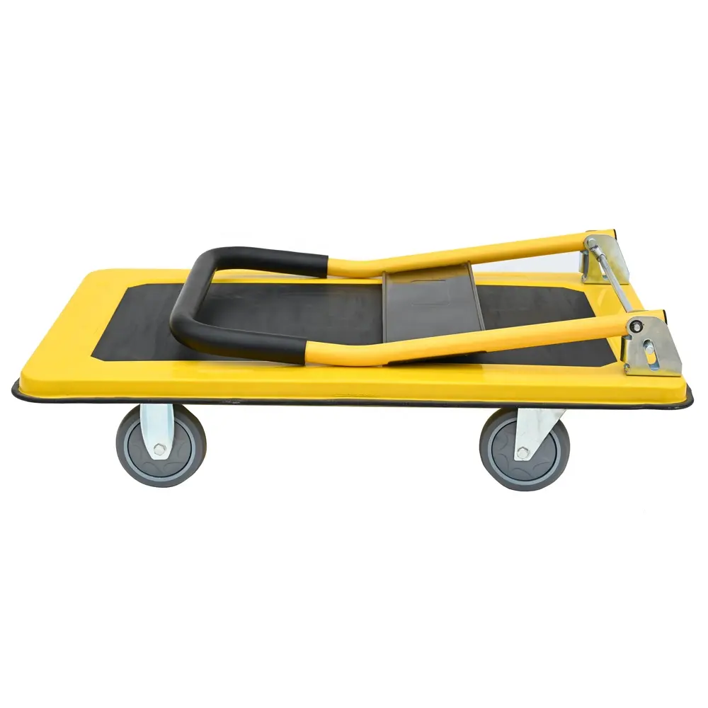 Metal /steel light-duty platform hand cart with 4 wheel yellow hand trolley truck loading 150kg /300kg with 4 wheels