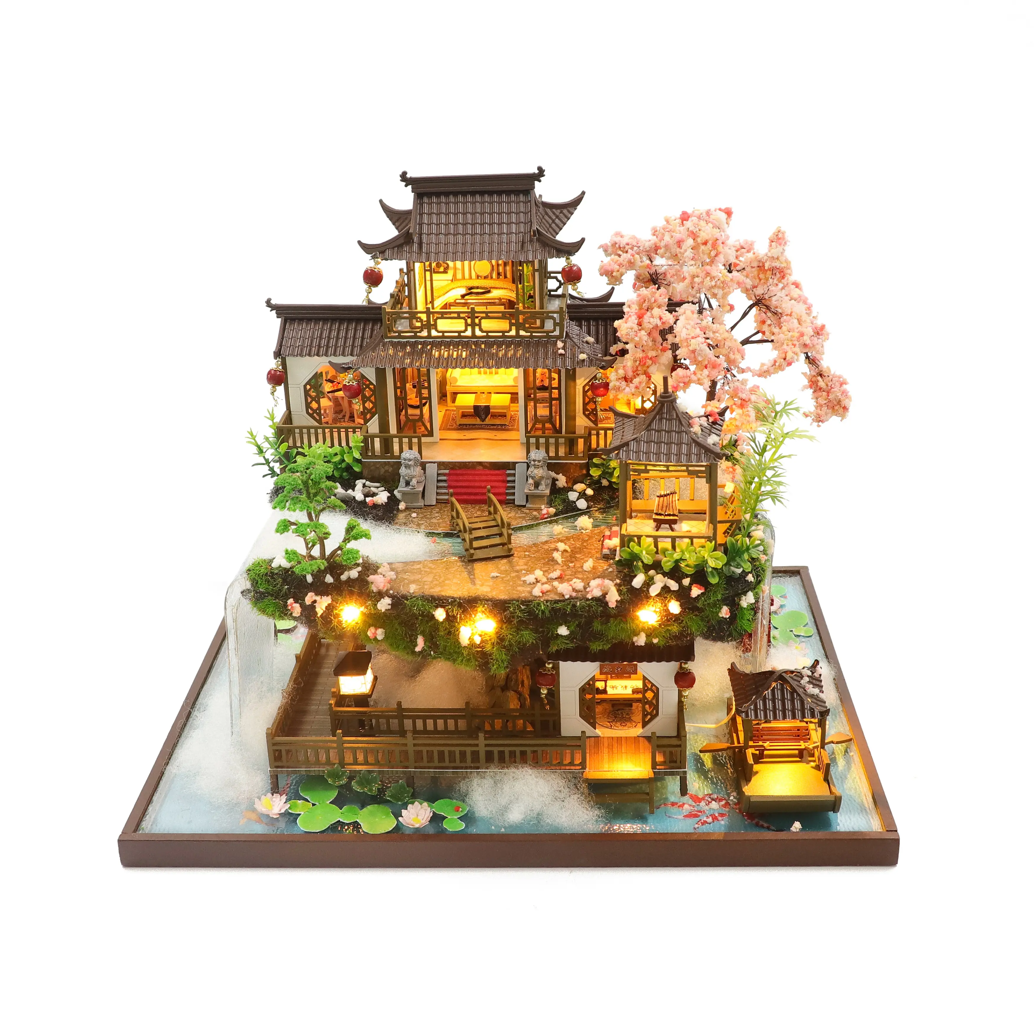 Hongda 2023 new design PC2203 3D puzzle diy wooden miniature dollhouse Furniture mini doll house kit for girls