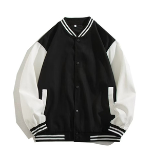 เสื้อโค้ทผู้ชายสไตล์ฤดูใบไม้ร่วง ทรงหลวม ตัดต่อสีสันแบบ Color Block แจ็คเก็ตเบสบอลลำลอง แมทช์ได้กับทุกชุด - Product Image 6