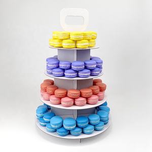 Support à cupcakes sur 4 étages personnalisé, support à macarons avec couvercle, <span class=keywords><strong>carton</strong></span> de qualité alimentaire, présentoir à dessert <span class=keywords><strong>en</strong></span> papier pour fête - Product Image 3