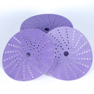 紫色砂纸3m氧化铝砂纸圆盘150毫米6英寸320砂砾多孔轨道汽车砂纸