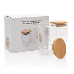 Juego de 2 vasos de bambú de borosilicato, merchandising personalizado - Product Image 6