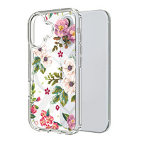 Casing ponsel magnetis motif bunga Ins, casing ponsel magnetis TPU + polikarbonat motif bunga untuk iPhone 16, casing ponsel kerajinan Khusus