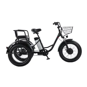 Joyebikes 48v 500/750W3輪貨物電動自転車7速ファットタイヤ電動三輪車バスケット付き