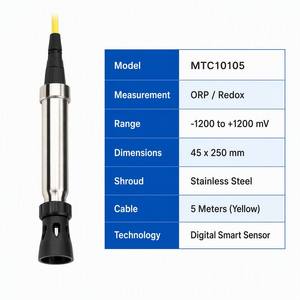 Capteur ORP numérique robuste MTC10105, câble jaune de 5 m, électrode redox en acier inoxydable haute résistance, détection de température, eaux usées - Product Image 3
